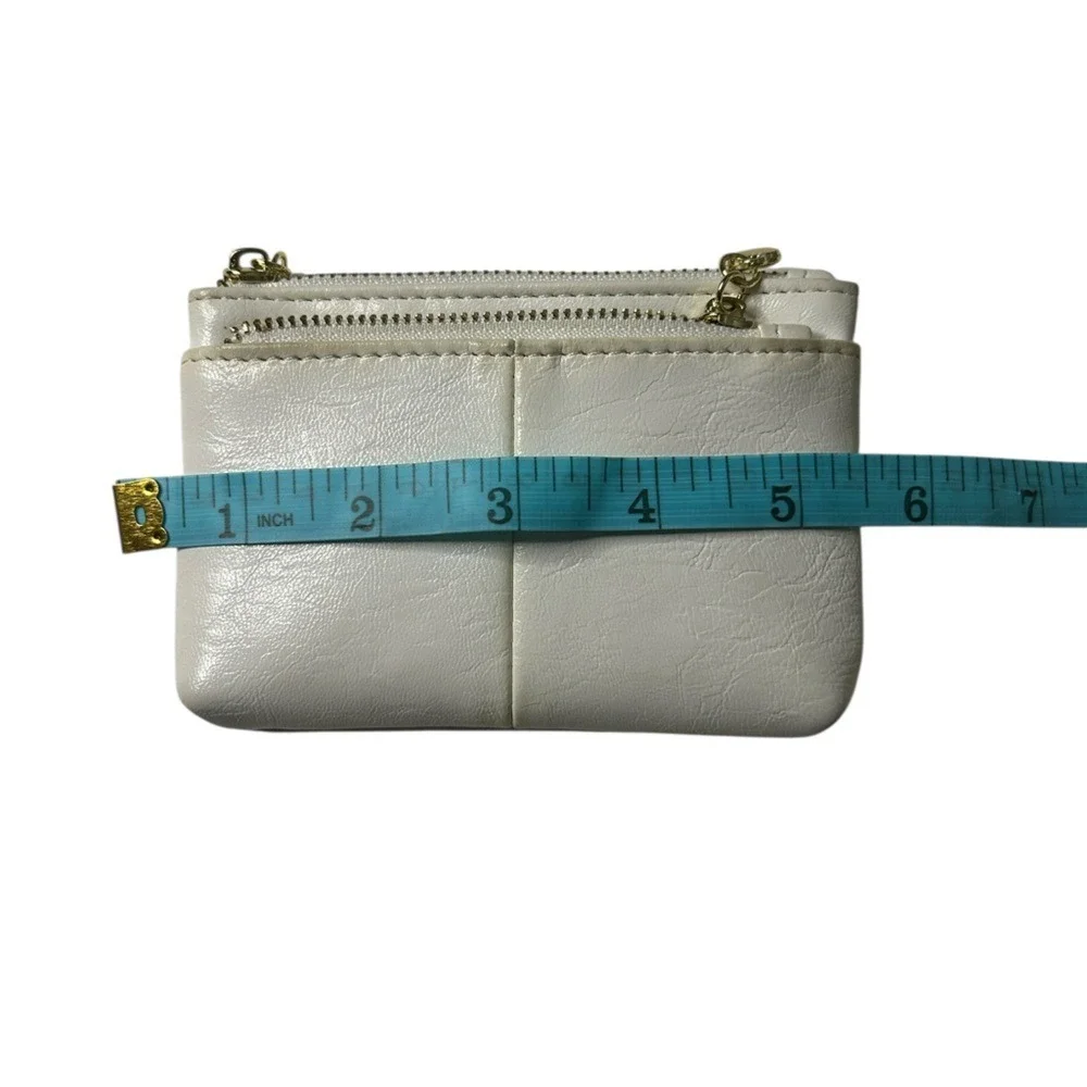Coquette Girly Cute Mini Multi-Pocket Faux Leather Change Purse Heart Zipper OS